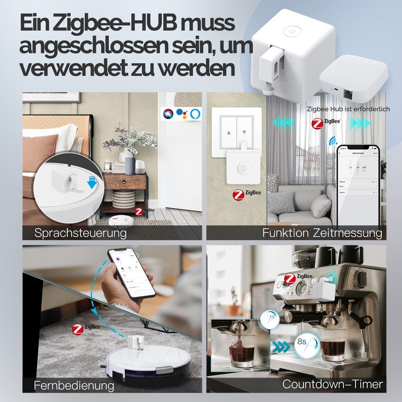 MOES ZigBee Fingerbot Plus, Switch Button Pusher, Upgrade with Touch