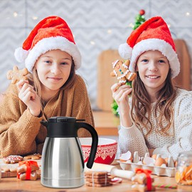 GiNT 34Oz Thermal Coffee Carafe, Insulated Stainless Steel Coffee Carafes for Keeping Hot/Double Walled Vacuum Coffee Carafe (Silver, 1L)