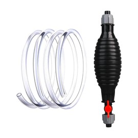 9.8FT Siphon Hose for Gasoline - Portable Manual Fuel Transfer Siphon Pump with Flow Valve & Fixing Buckle, Multifunction Liquid Sucker Pump for Gas Gasoline Petrol Diesel Oil Water Fish Tank (Red)