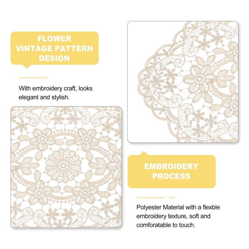 sourcing map 2Pack Retro Lace Placemat 12x18-in Oval Embroidered Table