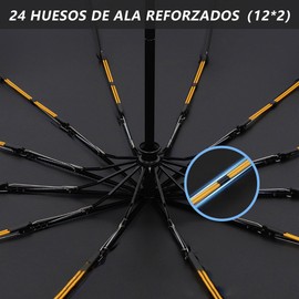 Paraguas Sombrilla Plegable Automático, Paraguas de Bolsillo Reforzado con Protección UV, Sombrilla Grande para Lluvia y Sol, Portátil, Con 24 Varillas Reflectantes, Para Hombres y Mujeres