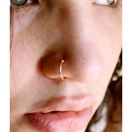 MODRSA Fake Septum Hoop Nose Ring / Stud for Women Fake Nose Piercing Ring for Men Rose Gold