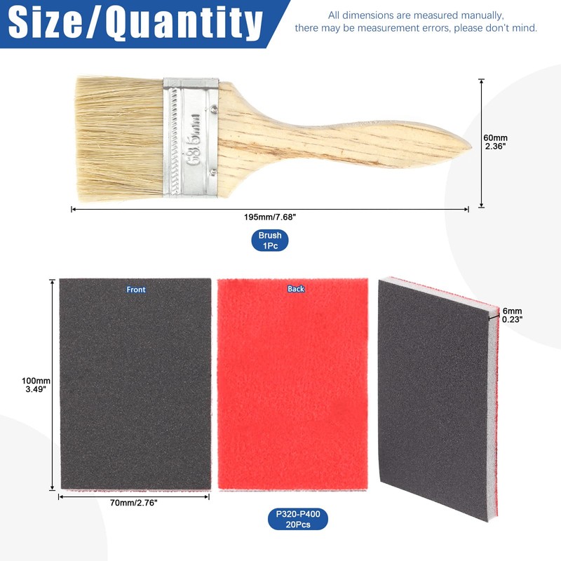 Glarks 21Pcs 320-400 Grits Sanding Sponge Sanding Pads Sanding Blocks