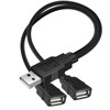 Usb splitter Male to Dual USB Female Cable Adapter, for