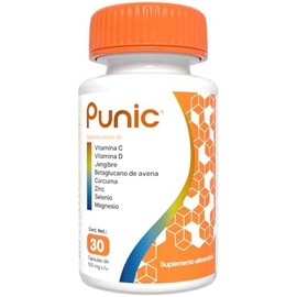 Punic 30 cápsulas de Vitamina C  Vitamina D3  Jengibre  Curcuma  Zinc  Magnesio  Ingredientes 100 naturales