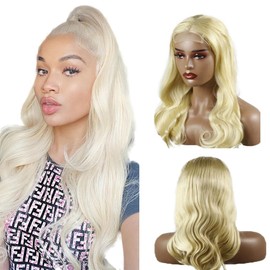 Weeybay 4x4 HD Transparent Lace Front Wigs #613 Blonde Body Wave Human Hair Wig 100% Unpprocessed Baby Hair Blonde Color NO Smell No Tangle 12 Inch