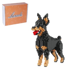 Larcele 957 Pieces Micro Building Blocks Toy Kit, Mini Animal Bricks Building Blocks Set KLJM-05 (Doberman) Reusable