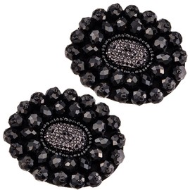 GORGECRAFT 1 Box 2Pcs Alloy Rhinestone Shoe Clips Removable Black Bead Shoe Charms Embellishments Crystal Shoes Jewelry Clip Buckles for Women Heels Bridal Wedding Party Bags Hats Accessories