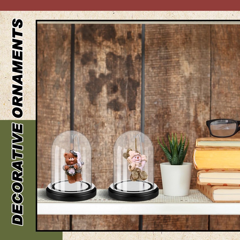 Beeveer 2 Pcs Pocket Watch Glass Display with Hooks Dome