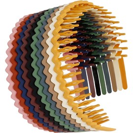 Plastic Hair Bands with Teeth, 10 Packs Thin Headbands for Women Girls Teens, Non Slip Hair Comb Head Bands Hair Accessories (Yellow+burgundy+navy blue+black+pink+pink+orange+green+gray+milky white, One size)