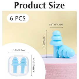 Small Ear Plugs for Sleeping, 6 Pairs Reusable Rubber Ear Plugs for Small Ears Canals, Noise Reduction, Women, Men, Sleep Focus Work Concert, Hotel, Travel (Multi-Colored)