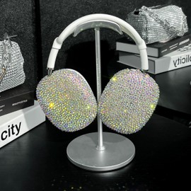 3 in 1 Bling Case for AirPods Max Cover - Luxurious Rhinestones Glitter Crystal Headphones Case for AirPods Max Ear Cups Cover Protective Accessories with Ear Pad/Headband for Girl - Clear
