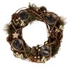 Christmas Advent Wreath Made of Multiple Materials Round with Gold/Brown