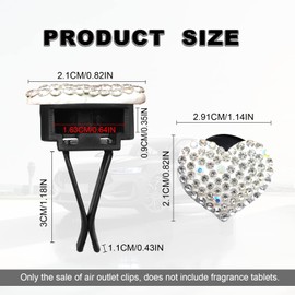 RBOKO 2pcs Car Vent Clip, Bling Crystal Heart Charms, Universal Car Air Conditioning Decor, White