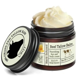 URQT Beef Tallow for Skin - Organic Grass-Fed Whipped Beef Tallow and Honey Balm