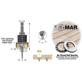 Amana Tool 82 Degree Countersink with Tapered Drill Bit and Adjustable Depth Stop, 55150, 3/8 D x 3/32 Drill D x 1/4 Inch Quick Release Hex Shank