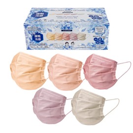Nishikin Cool Touch Non-woven Mask, 5 Assorted Colors, 30 Pieces Each, Cool, Brilliant Makeup, Pleated Type No. 00, Apricot Pink, Peach Pink, Rose Pink, Lavender Ash, Milky Gray, Blush, Cute, Complexion Mask, Color, PFE BFE VFE Pollen, 99% Cut Filter