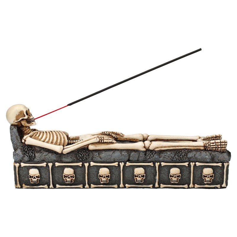 Skeleton Crypt Incense Holder, 26.5 cm - Coffin to Open,