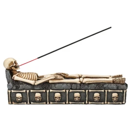 Skeleton Crypt Incense Holder, 26.5 cm - Coffin to Open, Bone & Skull Decor, Gothic Figure