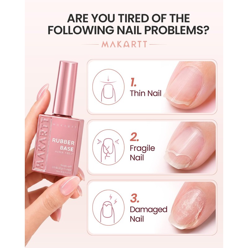 Makartt Rubber Base Builder Gel 15ml - Nude 6-in-1 for