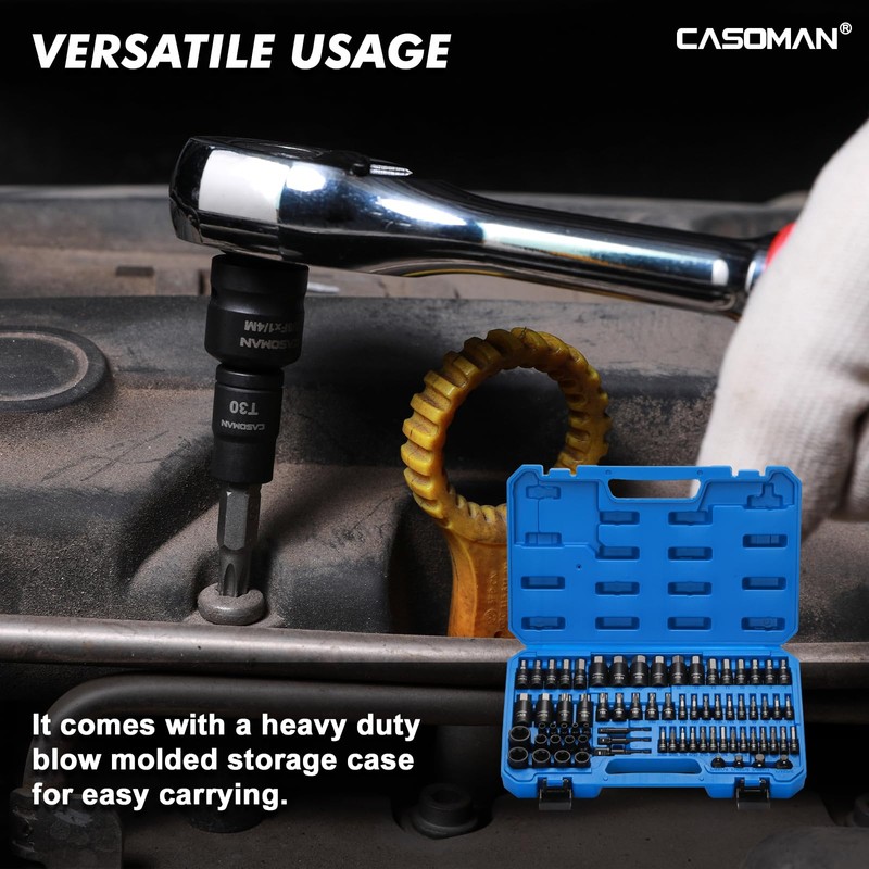 CASOMAN 71-Piece Master Hex & Torx Bit Socket Set, 1/4"