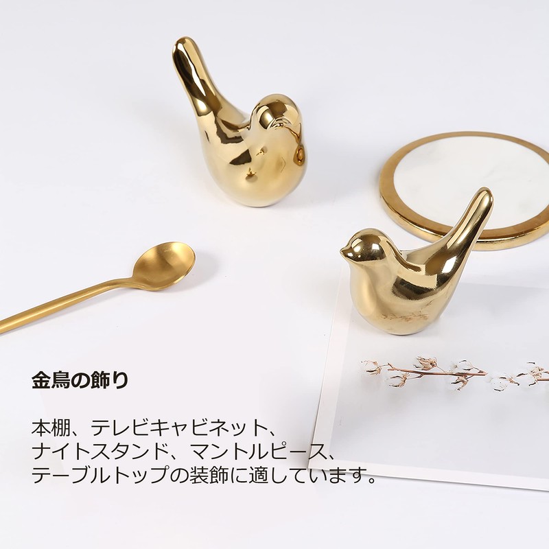 Small Golden Bird Statue Decor Modern Decoration Cute Animal Figurine