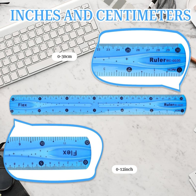 9 Piece Flexible Ruler Set Ruler Flexible Soft Ruler Plastic