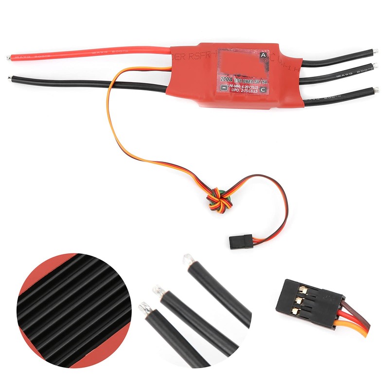 Dilwe Red Brick 200A ESC, Brushless ESC 5V/5A BEC Electronic