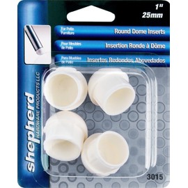 Shepherd Hardware 3015 Round Internal Patio Furniture Dome Insert Tips, 1-Inch, 4-Pack, White