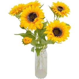 koundeneko Artificial Flowers, Sunflower, Set of 3, Yellow, Sunflower, Non-Withering, Silk Flowers, Gardens, Offices, Cafes, Interior Decorations, Room Decoration, Art Flowers, Weddings, Table