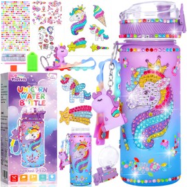 Vautvis Unicorn Drinking Bottle for Girls, 600 ml, Leak-Proof, for Decorating