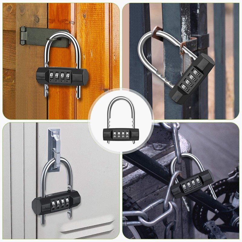 KeeKit Combination Padlock, 4 Digit Resettable Combo Lock with Adjustable
