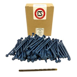 Chenango Supply 3/16 x 3-1/4" Hex Head Concrete Screw Anchor. 100 Pieces with Drill Bit (Miami-Dade Compliant) (3/16 x 3-1/4)