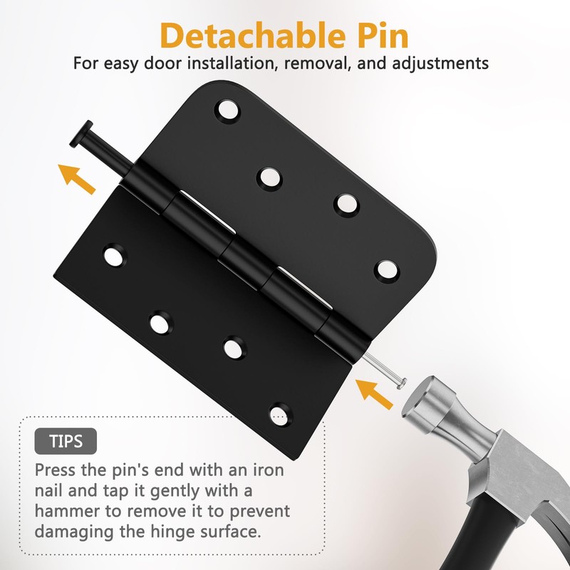 Luxbaro 3 Pack Black Door Hinges 4 Inch, Exterior Door