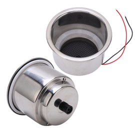 Akozon LED Cup Holder, 2Pcs Luminous Cup Holder Insert 8 LEDs LED Drink Holder with Draining Hole for Marine Boat Car (Green LED)