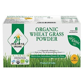 Organic Wheatgrass Powder 3.17 Oz, Made from 7 Days Old Sprouted Wheat Grass - 24 Mantra Organic