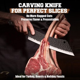 PURPLEBIRD Japanese Brisket Slicing Knife 11in - Butcher Knife for Meat Cutting Chopping, Heavy Duty Meat Knives Full Tang, Sharp BBQ Knives for Turkey Grilling Smoker, Fathers Day Gift Box