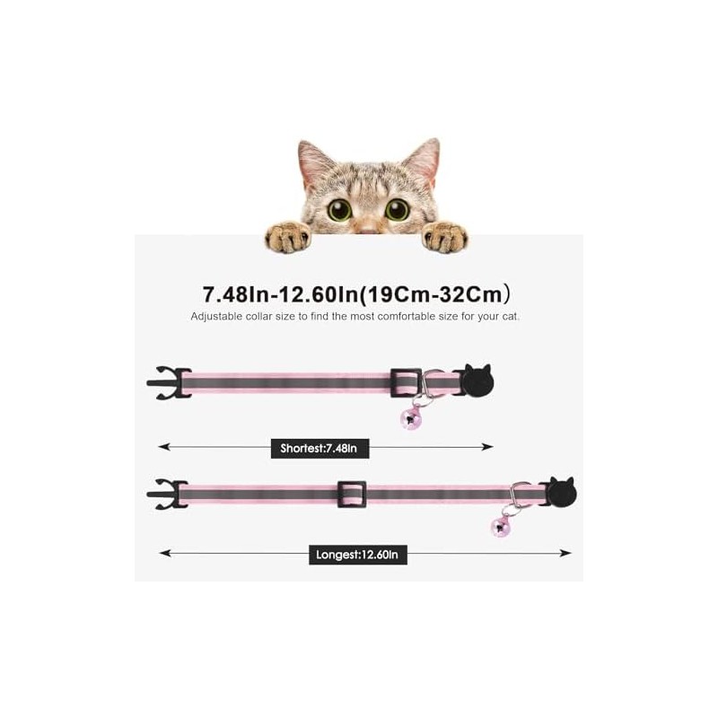 NCONCO 12 Collares para Gato Reflectantes con Campana