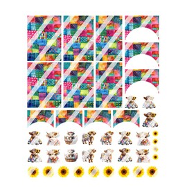 Patchwork Highland Cow Nail Art Decals- Waterslide Nail Decals