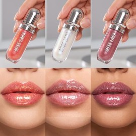3 Lip Gloss Hidratante Labios Brillo Acido Hialuronico Labial Colores Naturales Labial No Pegajoso, Nutritivo y de Larga Duración Maquillaje Glossy...