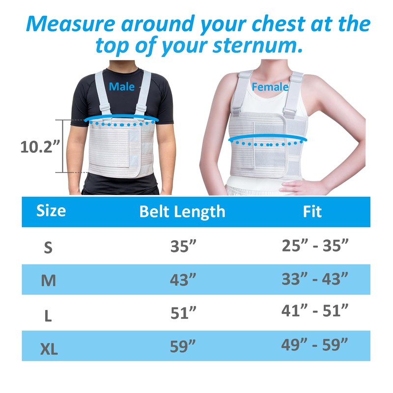 Rib Injury Chest Binder Brace for Cracked Ribs - Elastic