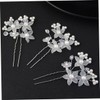 Baluue U-Shaped Hair Pins 6pcs Red Pearl Floral Hair Sticks