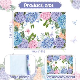 Paper Placemats Disposable 50 Pack Hydrangea Placemats 16x 11 Inch Floral Place Mats for Spring Summer Dining Table Wedding Party Supplies