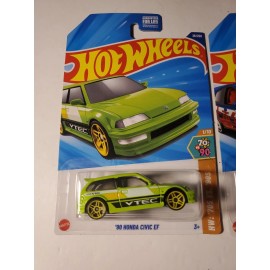 Hot Wheels '90 Honda Civic EF Neon Green, VTEC Custom Civic Red 2025 Hot Wheels Lot of 2