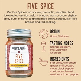 Burlap & Barrel Five Spice - As Seen on Shark Tank - Warm, Slightly Spicy, Aromatic - Vietnamese Five Spice, 5 Spice - 1.8 oz Glass Jar