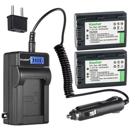 Kastar 2-Pack NP-FH50 Battery and LCD AC Charger Compatible with Sony Cyber-Shot DSC-HX1 DSC-HX100 HX100V DSC-HX200 HX200V Alpha DSLR-A230 DSLR-A290 DSLR-A330 DSLR-A380 DSLR-A390 DCR-DVD103 Cameras