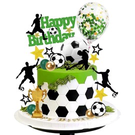 31 Pcs Fußball-Kuchendekorationen,Fußball-Kuchenaufsätze,Fußball Geburtstagsdekorationen für Jungen Fußball-Sport-Thema Kuchen Cupcake-Dekorationen für Kinder,Jungen,Männer