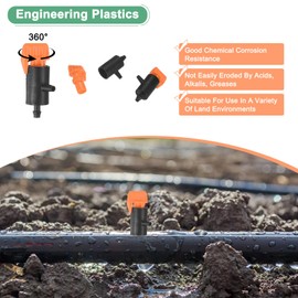 M METERXITY 10-Pack Flag Irrigation Dripper Emitter, 0-200L/H Plastic Drip Irrigation Connect for Garden/Trees/Herbs/Aquarium, Irrigation System Parts Tool [Black]