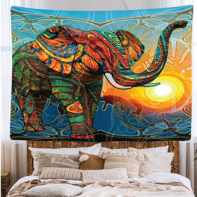 Ulticool - Elephant Sun Boho Bohemian - Wall Hanging -
