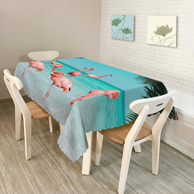 Walmsco Tablecloth Blue Beach Flamingo Decor For Dining Room Kitchen